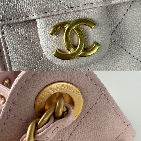 New CHANEL 25 Mini Pink Quilted Caviar Leather Shoulder Bag - Picture 9 of 12